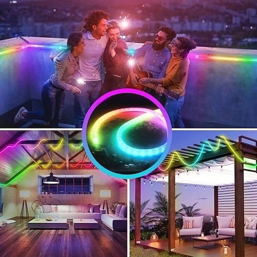 Neon LED Licht wasserdicht WS2811 gewebtes Silikon Neon LED Lichtband 12MM 360 Grad kreisförmiger Netzcontroller RGB Nylon Pool Lichtband flexibles traumhaftes farbiges Seil-Lichtdekor Image