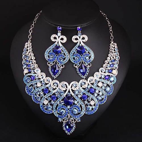 Schmuckset 3 Stück Strass Aleación Ohrringe Halsketten Damen Elegant Vintage Stilvoll Geometrisch Geometrische Form Schmuck-Set Für Hochzeit Party Besondere Anlässe Image