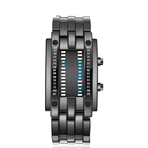 Digitaluhr Geschenk für Männer Coole Fashion Armbanduhr LED Licht Edelstahl Sportarmband Männer Armbanduhr