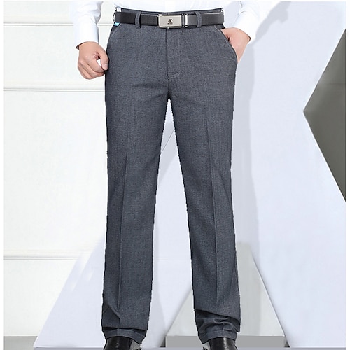 Herren Anzughosen Hose Hosen Freizeithose Tasche Gerade geschnitten Glatt Komfort Atmungsaktiv In voller Länge Hochzeit Casual Täglich 100% Baumwolle Stilvoll Schick Modern Armeegrün Schwarz Hoher Image