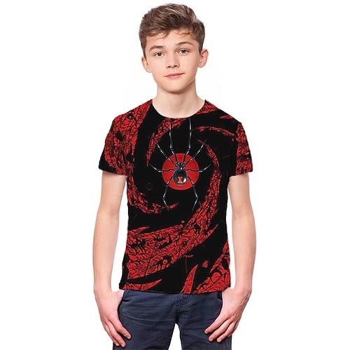 Jungen 3D Tier SPIDER T-Shirt Kurzarm 3D-Druck Sommer Frühling Aktiv Sport Modisch kinderkleidung 3-12 Jahre Outdoor Täglich Innen Regular Fit Image