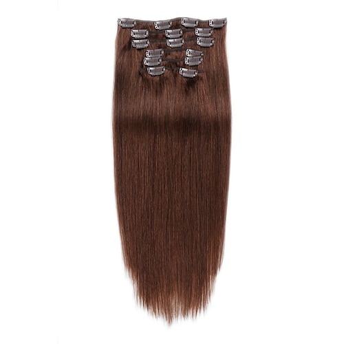 Einclipsen Haarverlängerungen Remy Menschenhaar Clip On Haarverlängerungen 7 Stück 100 g Packung Glatt Blond 14-24 Zoll Haarverlängerungen Image