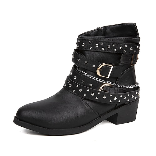 Schwarze Stiefeletten mit Nieten und mehreren Schnallenriemen für Damen – trendiges Design für den Freizeit- und Abendlook Image