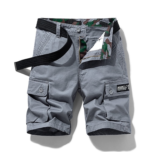 Herren Cargo Shorts Kurze Hosen Shorts Kurze Hosen Multi Pocket Gerade geschnitten Bedruckt Einfarbig Komfort tragbar Knielänge Outdoor Täglich Sport Stilvoll Schwarz Blau Image