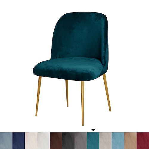 Esszimmerstuhlbezug, Stretch-Samt, gepolsterter Beistellstuhlbezug, Schonbezug, burgunderrot, gebogene Rückenlehne, Mid Century Akzent Esszimmerstuhlbezüge für Küche und Wohnzimmer Image