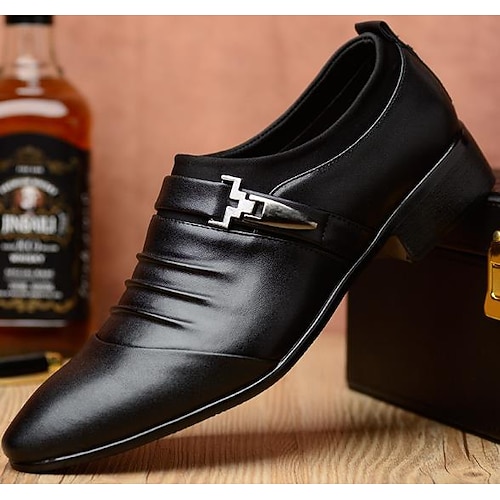 Herren Loafer Slip On Mönch Schuhe Übergrössen Leder-Loafer Wanderschuhe Geschäftlich Täglich Büro Karriere PU Atmungsaktiv Rutschfest Tragen Sie Beweis Halbschuhe Schwarz Weiß Braun Farbblock