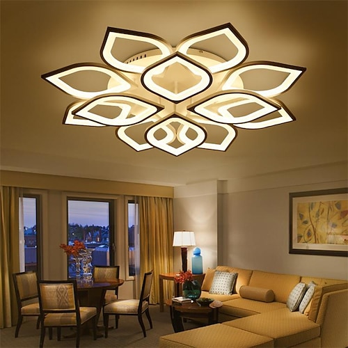 6/8/12/15 Köpfe LED-Deckenleuchte Lotus Design Deckenleuchte modern künstlerisch Metall Acryl Stil stufenlos dimmbar Schlafzimmer lackiert Leuchten 110-240V nur dimmbar mit Fernbedienung Blumendesign Image
