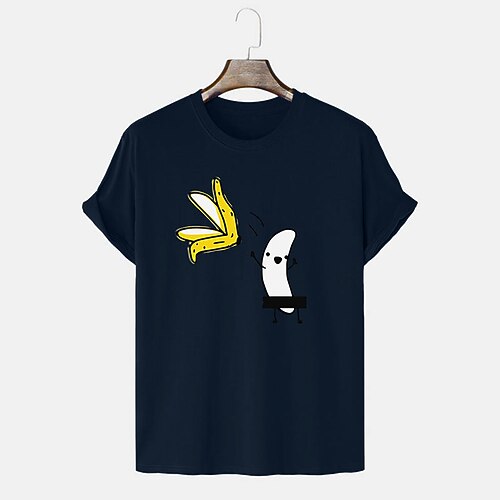 Herren Kurzarm Lustiges T-Shirt - Humorvolles nackt Bananen zensiertes Grafik Shirt Image