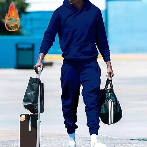 Herren Trainingsanzug Jogginganzug 2 teilig Sportlich Langarm warm Atmungsaktiv Feuchtigkeitsableitung Fitness Laufen Joggen Sportbekleidung Sportkleidung Einfarbig Schwarz Weiß Gelb Image