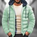 Herren Wintermantel puffer jacket Tasche Mit Kapuze Büro Karriere Verabredung Casual warm halten Winter Farbblock Schwarz Rot Marinenblau Blau Pufferjacke