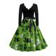 Cocktailkleid im Vintage-Stil der 50er Jahre, Vintage-Kleid, A-Linien-Kleid, Teekleid, ausgestelltes Kleid, knielang, Damen-A-Linie, Saint Patrick's Day, Homecoming-Kleid für den Alltag