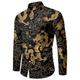 Herren gold bronzing camisa social shirts kleid schmal geschnitten neu langarm gestreiftes hemd für männer streetwear hemden club party gemusterte hemden