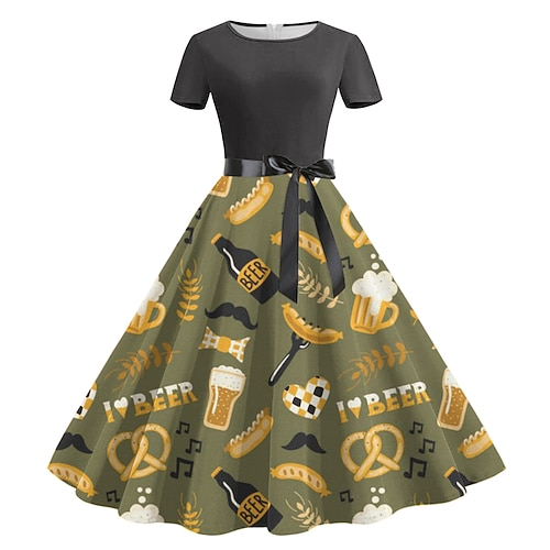 Halloween Oktoberfest Kleid Dienstmädchen Bayerisch Deutsch München Wiesn Damen Stoff im traditionellen Stil Image
