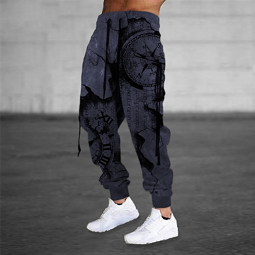 Herren Jogginghose Trainingshose Jogginghose Jogger Hose Hosen Kordelzug Seitentaschen Elastische Taille Grafik-Drucke Komfort Atmungsaktiv Sports Outdoor Casual Täglich Baumwollmischung Frottee Image