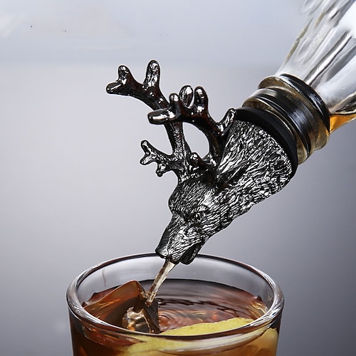 Wein Schnaps Spiritus Ausgießer Tierkopf Edelstahl einzigartige Flaschenverschlüsse Belüfter Bar Werkzeuge Image