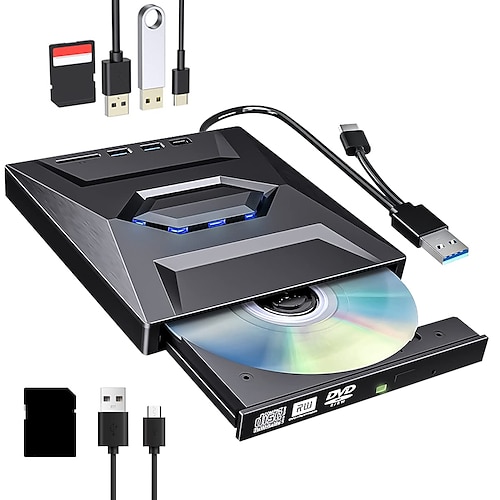 7 in 1 tragbares USB 3.0 ultradünnes externes DVD-Recorder-Laufwerk, Lesegerät, optisches Laufwerk für Laptop-Desktop-Zubehör Image