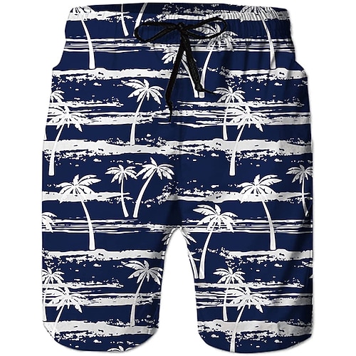 Herren Kokospalme Grafikdrucke Badehosen Badeshorts Boardshorts Mittlere Taille Hawaiianisch Boho Lässig Täglich Ferien Kordelzug mit Mesh-Futter Elastischer Bund Designer Bekleidung Image