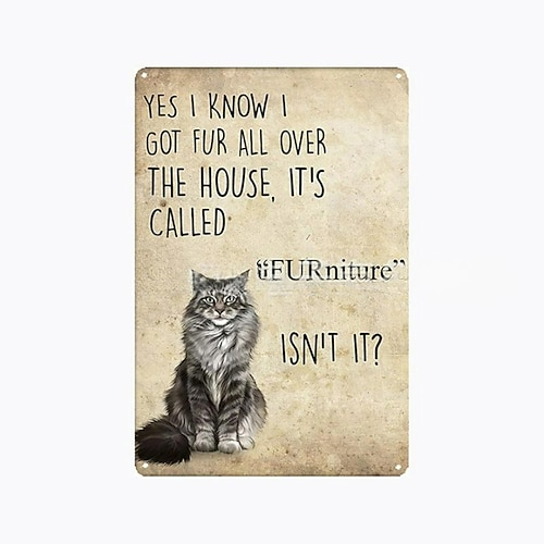 1 Stück Retro-Metall-Blechschild, Katze, Wein, Blechschild, Vintage-Küchenschilder, Wanddekoration, Malerei, Wandbehang für Heimdekoration, Wandkunst, Metall-Blechschild, 20 x 30 cm/8'' x 12'' Image