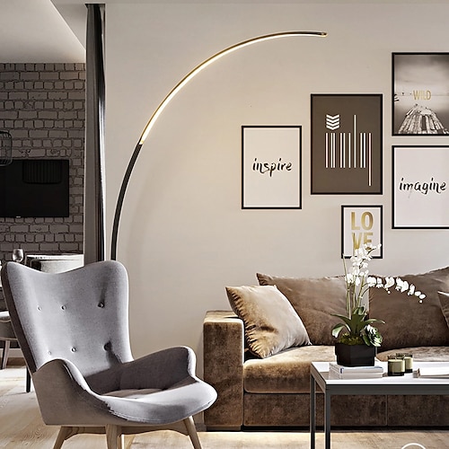 LED-Bogen-Stehlampe, moderne minimalistische Klavier-Stehlampe, dimmbare, gebogene Stehlampe, halbrundes Design, effiziente Nachttisch-Leselampen mit Fernbedienung Image