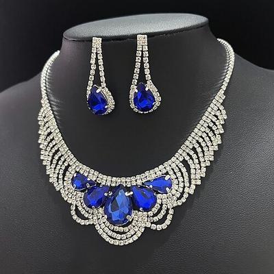 Schmuckset 1 Strass Ohrringe Halsketten Damen Elegant Zierlich Stilvoll lieblich Kostbar Geometrische Form Schmuck-Set Für Geburtstag Geschenk Festtage Image