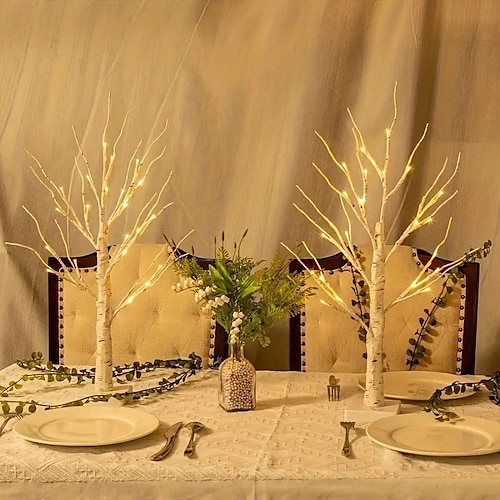 LED-Birkenbaumlichter, simulierte dekorative Tischlampen für Weihnachts-, Heim- und Eventdekoration Image