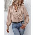 Hemd Bluse Damen Rosa Beige Solide / einfarbig Gerafft B¨¹ro Modisch V Ausschnitt Regular Fit S