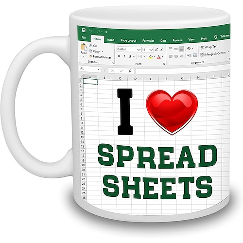 Excel-Kaffeetasse, lustige Geschenke für Frauen und Männer, Freak in the Sheets-Tasse, Geschenke für Chef, CPA, Freund, Kollegen, Buchhalter, weiße Keramik-Bürotasse, 300 ml Image