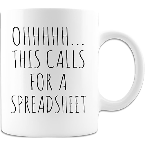 Excel-Kaffeetasse, lustige Geschenke für Frauen und Männer, Freak in the Sheets-Tasse, Geschenke für Chef, CPA, Freund, Kollegen, Buchhalter, weiße Keramik-Bürotasse, 300 ml Image