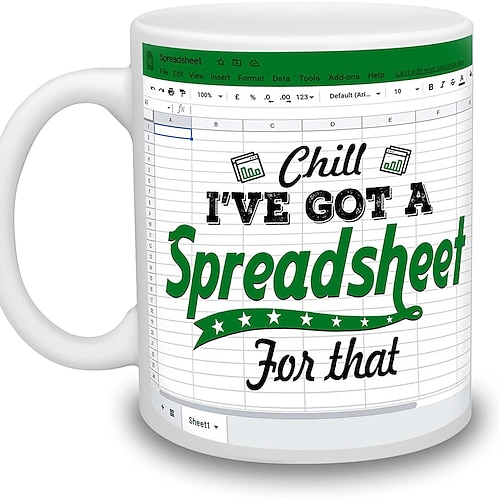 Excel-Kaffeetasse, lustige Geschenke für Frauen und Männer, Freak in the Sheets-Tasse, Geschenke für Chef, CPA, Freund, Kollegen, Buchhalter, weiße Keramik-Bürotasse, 300 ml Image