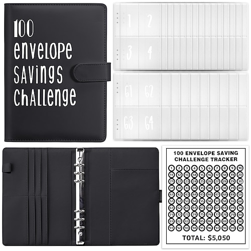 100-Umschläge-Herausforderungsbinder-Geldbinder mit Umschlägen-Spar-Herausforderungsbinder-Geldsparumschlag für das Schul-Heimbüro Image