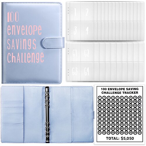 100-Umschläge-Herausforderungsbinder-Geldbinder mit Umschlägen-Spar-Herausforderungsbinder-Geldsparumschlag für das Schul-Heimbüro Image