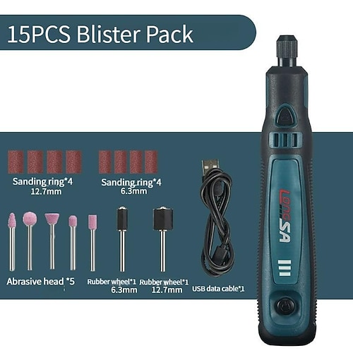 5000-10000-15000r USB-Mini-Schleifmaschine, Gravierstift, kabelloses elektrisches Schleifer-Set, Gravur, Schleifmaschine, Polierer, elektrisches Bohr-Set Image