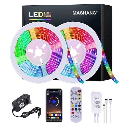 LED Streifenlichter RGB wasserdicht Musik-Synchronisation LED 2835 SMD Farbwechsel 24-Tasten-Fernbedienung Bluetooth-Controller für Schlafzimmer Wohn-TV Hintergrundbeleuchtung Image