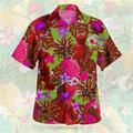 Herren Hemd Hawaiihemd Sommerhemd Grafik-Shirt Aloha-Shirt Blumen Ananas Frosch Umlegekragen Olivgrün Rot grün Rosa Rote Blau 3D-Druck Outdoor Strasse Kurzarm Button-Down Bekleidung Hawaiianisch