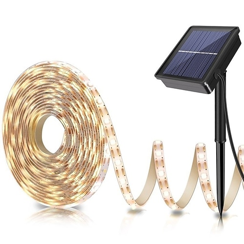 Outdoor Solar LED Streifenlicht Garten Lichterkette 5M 16.4ft wasserdicht warmweiß RGB 2835SMD Terrasse Balkon Treppe Pergola Dekor 8mm 150 LEDs Image