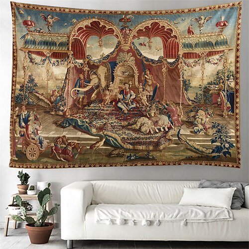 Mittelalterliche Wandteppich Mittelalter Wandteppich Mittelalter Vintage Milles Fleurs Wandkunst Großes Wanddeko Foto Hintergrund Decke Vorhang Zuhause Schlafzimmer Wohnzimmer Dekoration Image