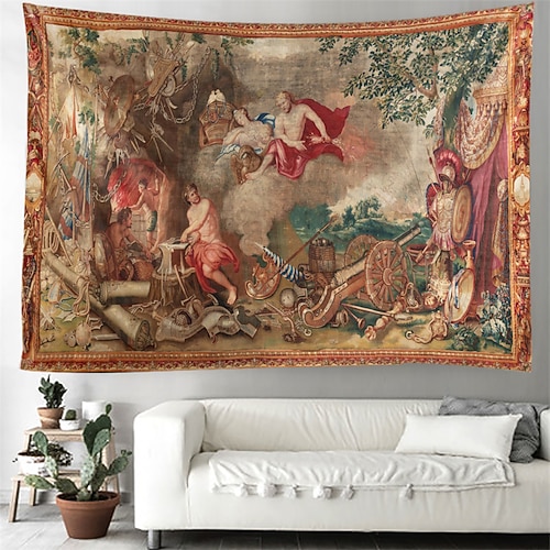 Mittelalterliche Wandteppich Mittelalter Wandteppich Mittelalter Vintage Milles Fleurs Wandkunst Großes Wanddeko Foto Hintergrund Decke Vorhang Zuhause Schlafzimmer Wohnzimmer Dekoration Image