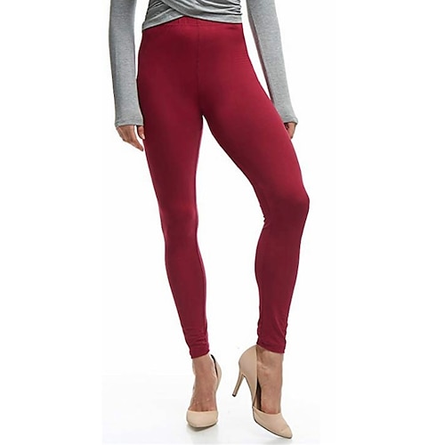 Damen Leggings Gemütliche Leggings Aktiv Mode sportlich Volle Länge Mittlere Taille Einfach Elastischer Bund Atmungsaktivität Weich Bequem Mikroelastisch Täglich Yoga Sport Schwarz Weiß Wein Image