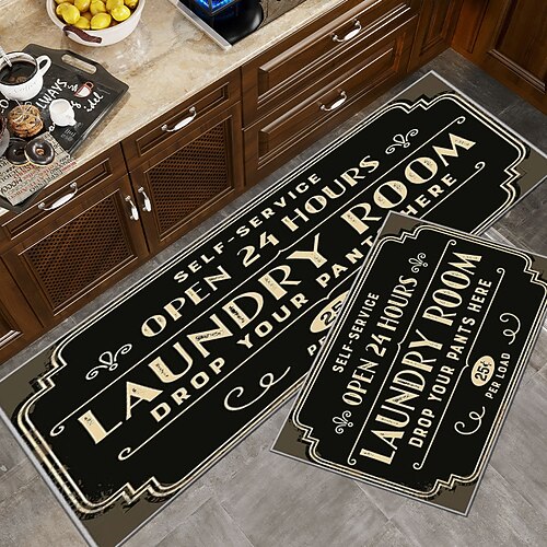 Wäschematte, Teppich, Küchenmatte, rutschfester, ölbeständiger Teppich, Innen- und Außenmatte, Schlafzimmer-Dekoration, Badezimmermatte, Eingangsteppich, Türmatte Image