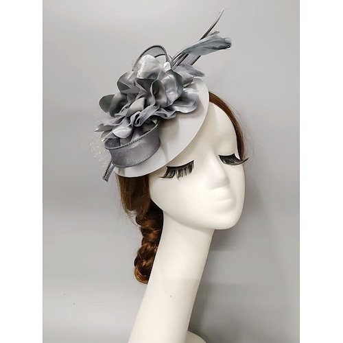Fascinators Kentucky Derby Hut Kopfbedeckung Kopfbedeckung Federn Netzschleier Hut Herbsthochzeit Damentag Cocktail Royal Astcot mit Kappe Blumenkopfbedeckung Kopfbedeckung Image