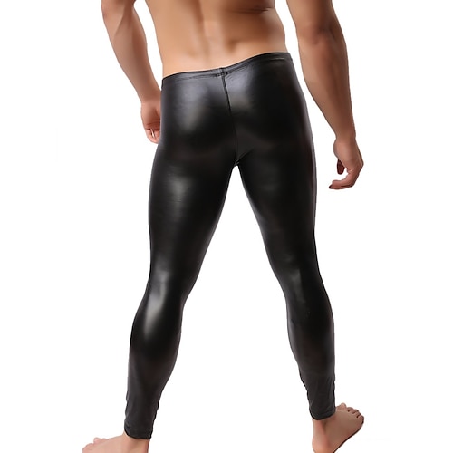 Herren Sexy Körper Unterteile Glatt Strassenmode Stilvoll Sexy Party Nachtclub Nylon PU Leder Stilvoll Gerade geschnitten Nur Hosen Frühling, Herbst, Winter, Sommer Schwarz Rote Image