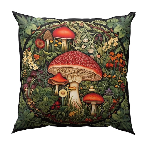 Doppelseitiger Kissenbezug, 1 Stück, Fantasy-Pilz, weich, dekorativ, quadratisch, Kissenbezug für Schlafzimmer, Wohnzimmer, Sofa, Couch, Stuhl Image