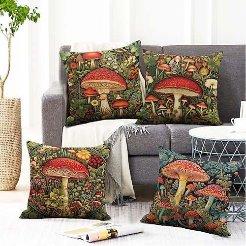 Doppelseitiger Kissenbezug, 1 Stück, Fantasy-Pilz, weich, dekorativ, quadratisch, Kissenbezug für Schlafzimmer, Wohnzimmer, Sofa, Couch, Stuhl Image