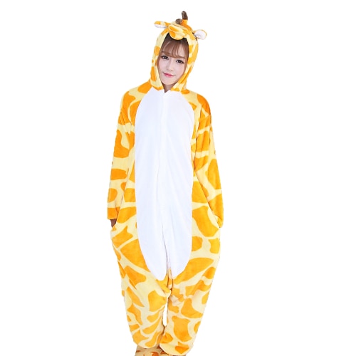 Karnevalskostüm Tier Giraffe Zeichentrick Karneval Kigurumi-Pyjamas Ausgefallene Kostüme Onesie-Kostüm Warm Schlafanzug Lustiges Kostüm Erwachsene Unisex Männer und Frauen Weihnachten Halloween Image