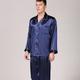 Herren Satin Seide Schlafanzüge Pyjama-Oberteil und Hose Pyjama aus Seide 2 Stück Einfarbig Luxus Heim Bett Kunstseide Komfort Langarm Hose Winter Herbst Reines Blau Blaue Schnur