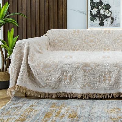 Sofa-/Couchbezug, Baumwolle, Sofaüberzüge, Sofahandtuchdecke, Sofaüberwürfe, Bezüge für Kissen, Couch, Couchbezug für Hunde, Möbelschutzbezug mit Quaste Image