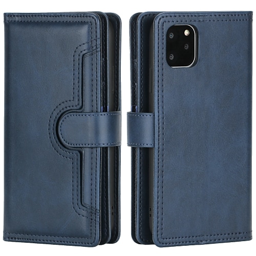 Handy Hülle Handyhüllen Für iPhone 17 Pro Max 17 Air 16 15 14 Pro Max Plus 13 12 11 Pro Max Mini Brieftaschenhülle Flip-Cover Mit Ständer Magnetisch Vollschutz Einfarbig PU-Leder Image