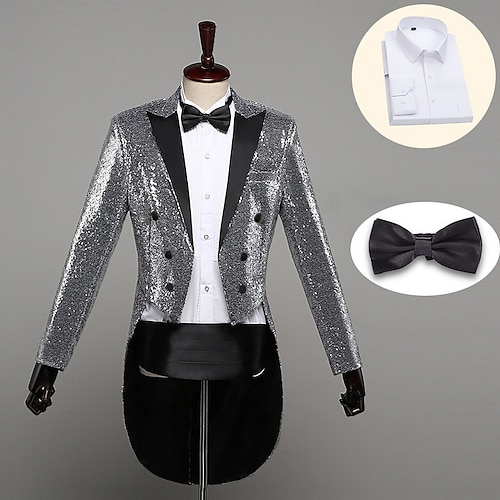 Retro Vintage Disko 1980er Smoking Anzüge Blazer Frack Disco Pailletten Kostüm Herren Maskerade Party / Abend Pride Parade Pride-Monat Erwachsene Mantel Image