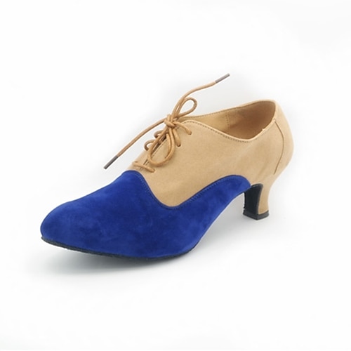 Damen Ballsaal-Tanzschuhe Schuhe für modern Dance Schaukelschuhe Innen Professionell ChaCha Absatz Spleißen Schnürung Schwarz und Silbern Schwarz / Rot Schwarz Image