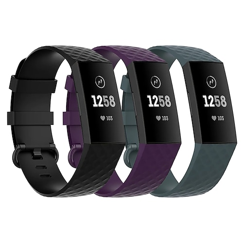 3 Pack Uhrenarmband für Fitbit Charge 4 / Charge 3 / Charge 3 SE Silikon Ersatz Gurt Weich Elasthan Atmungsaktiv Sportarmband Armband Image